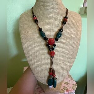 Elegant Red and Green Beaded Necklace